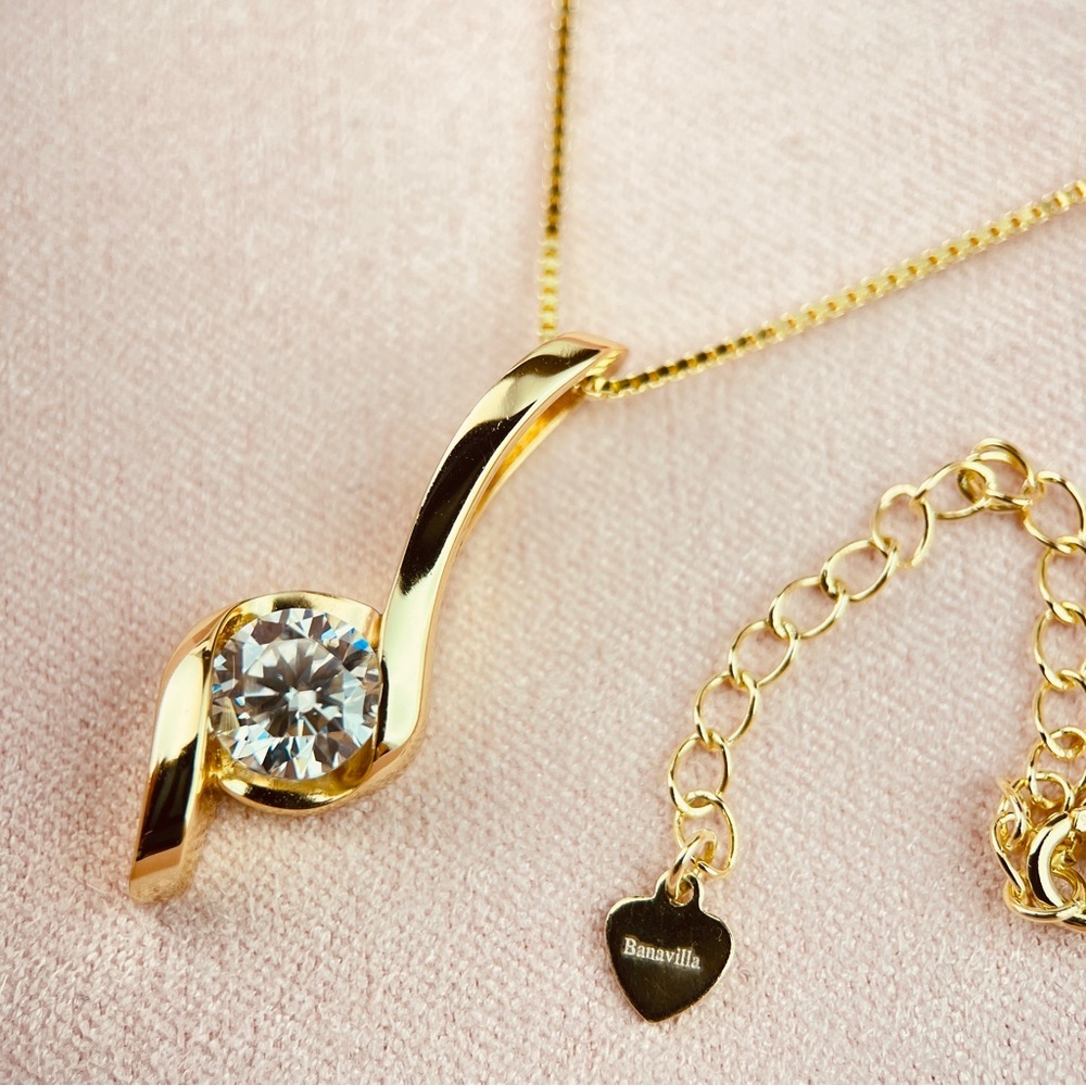 Diamond Music Note Pendant Necklace 14k Gold Plated S925